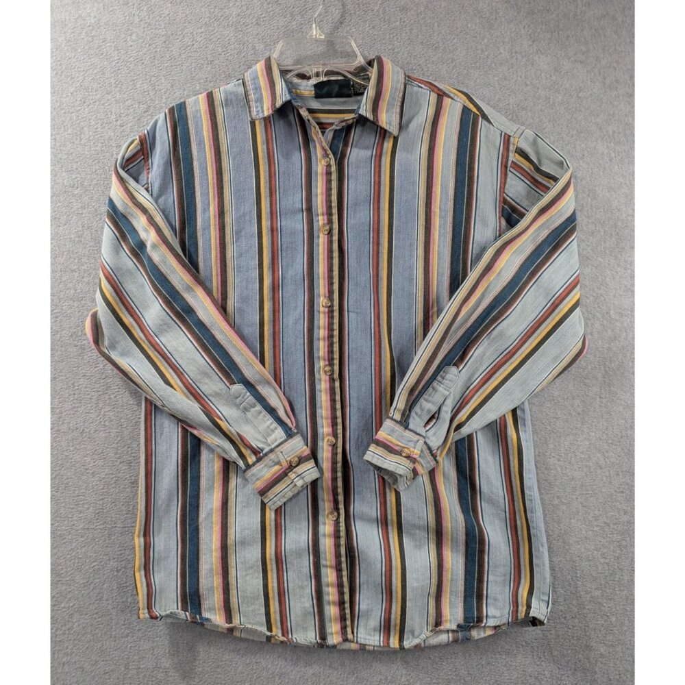 American Eagle Outfitters Shirt Mens Medium Blue Stripe Long Sleeve Button Up